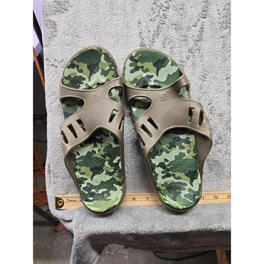 Spenco Kholo Orthotic Recovery Slide Sandals Mens 10 Camo Tan Camouflage NWOT